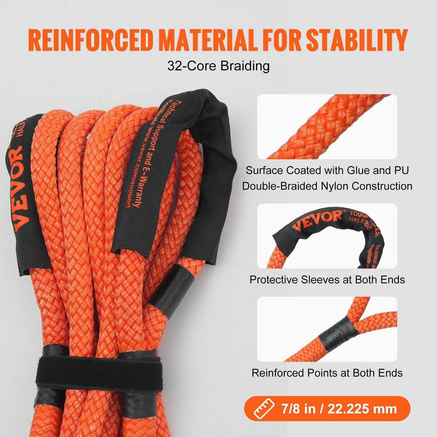 7/8" x 20' Kinetic Recovery Tow Rope – 30,580 lbs