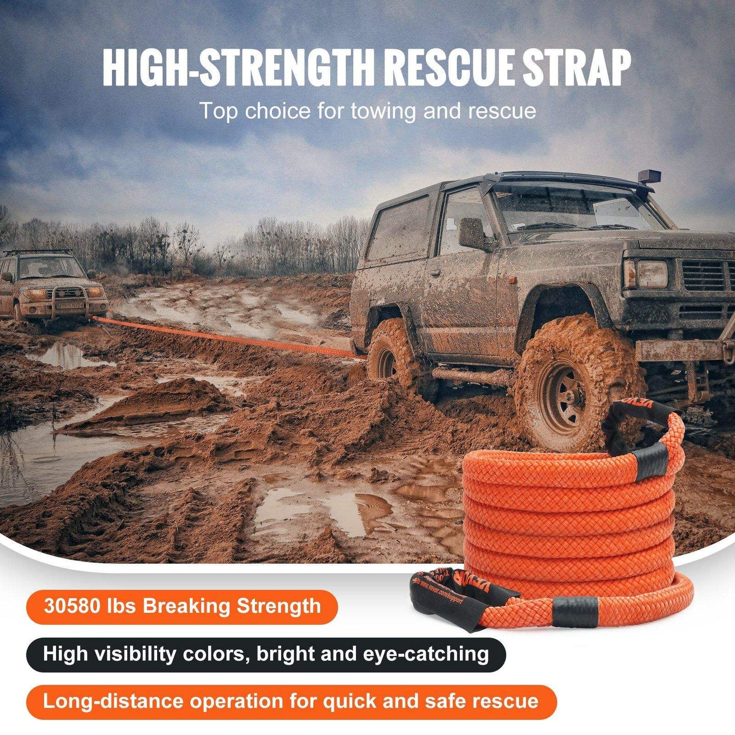 7/8" x 20' Kinetic Recovery Tow Rope – 30,580 lbs
